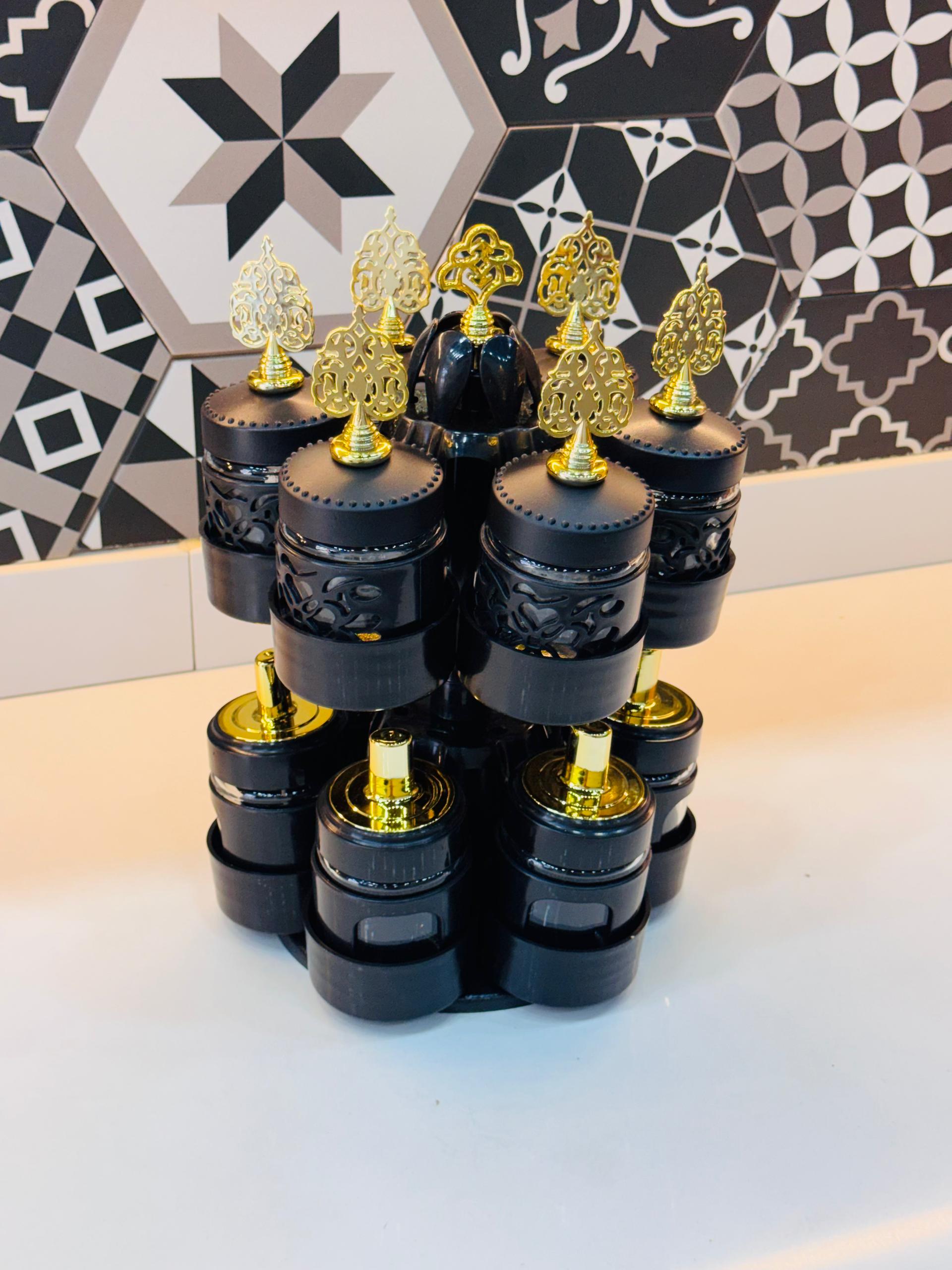 منظم التوابل الدوار الزجاجي الفاخر