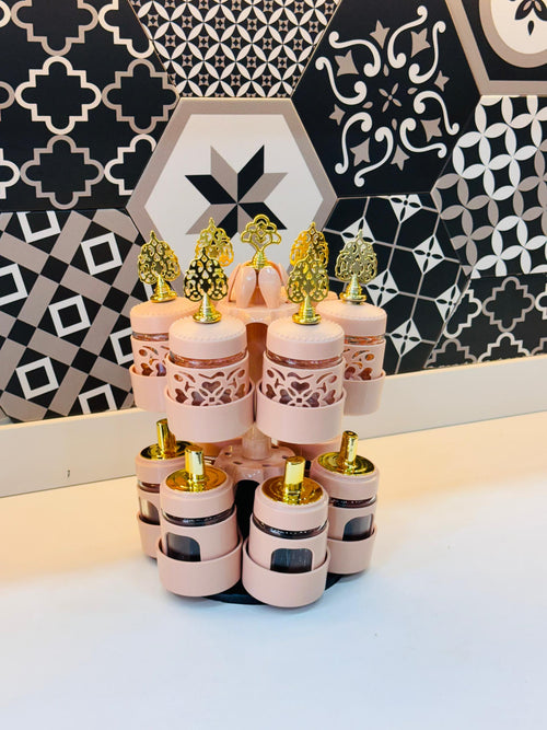 منظم التوابل الدوار الزجاجي الفاخر